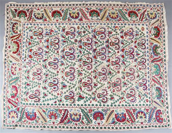 A late 19th century / early 20th century Caucasian directional patterned Suzani, 235cm x 170cm